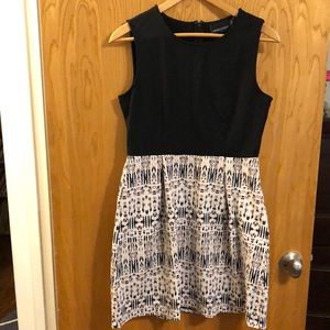 Cynthia Rowley black and blush scuba fit and flare dress